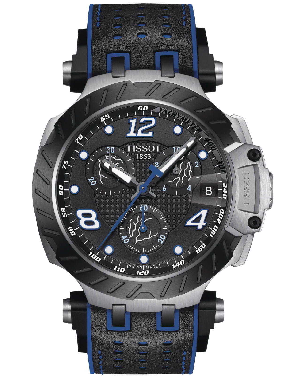 Tissot Tissot T-Race Thomas Luthi 2020 T115.417.27.057.03 T Race T1154172705703 кварцевые мужские часы черный циферблат, браслет каучук — вид спереди